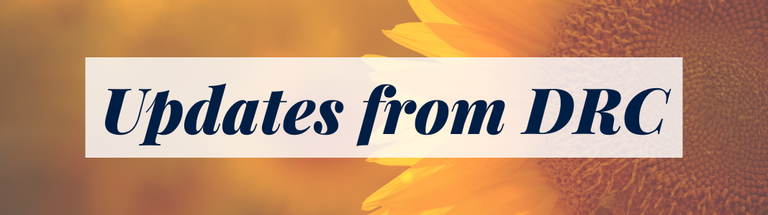 Sunflower background with blue text reading 'Updated from DRC'